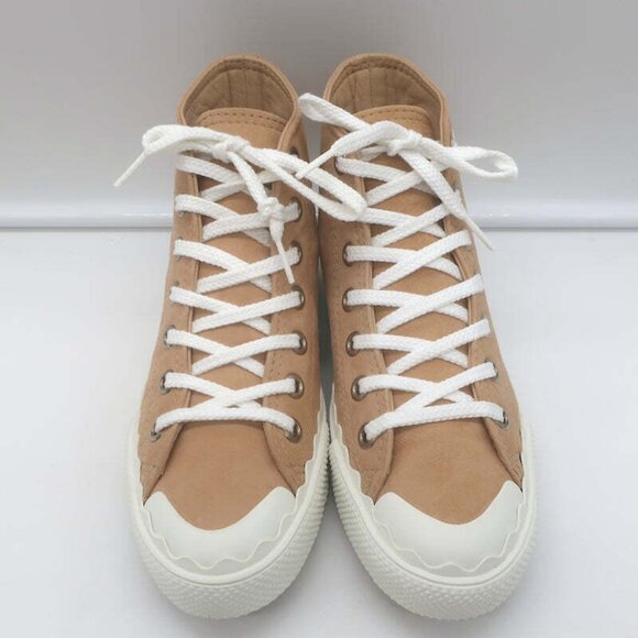 Chloe Kyle High Top Sneakers Beige Suede Size 36 NEW - Picture 5 of 12